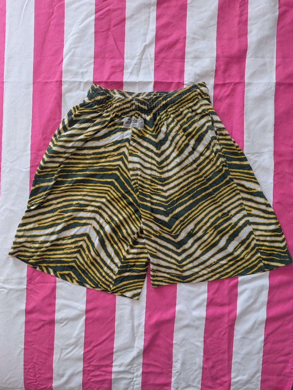 Zubaz Men’s Athletic Shorts In Yellow & Green